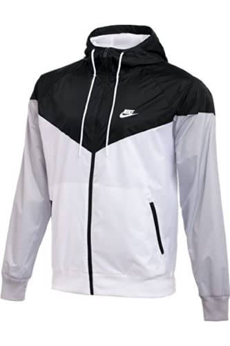 Nike Sportswear Windrunner Hooded Windbreaker Jacket (Black/White, M)