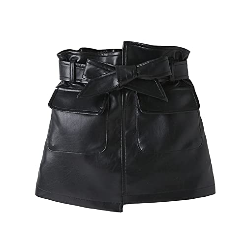 WASAIGOOD Toddler Girls Irregular PU Leather Skirt