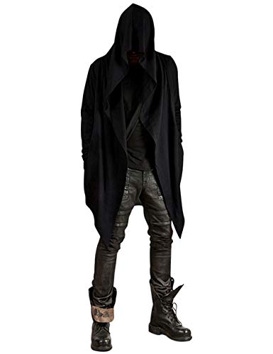 Poriff Men's Black Hooded Cardigan