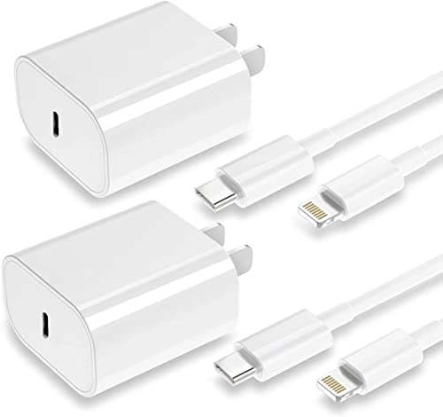 2-Pack Apple MFi Certified 20W PD Fast iPhone Charger with 6FT Cable