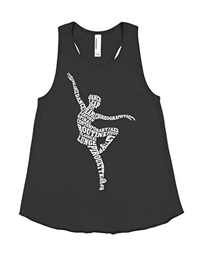 Dance Ballerina Typography Racerback Tank (Big Girls, Black, Medium)