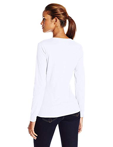 Hanes Women's Long Sleeve V-Neck Tee in White