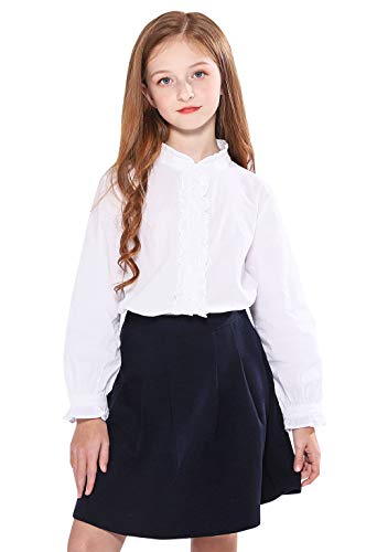 SOLOCOTE White Ruffle Button-Down Blouse - Girls Size 9-10
