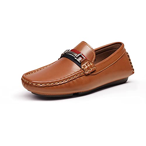 Bruno Marc Boy's Loafer Slip-On Dress Shoes, Brown