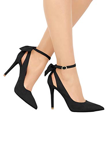 Bowtie High Heel Pumps - Ankle Buckle Strap