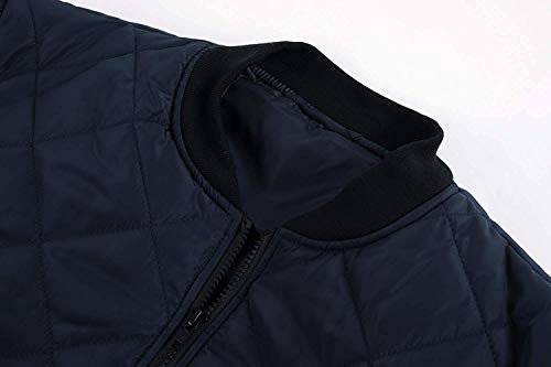 Mens Bomber Jackets Diamond Quilted Fall Winter Thermal Varsity Lightweight Coat