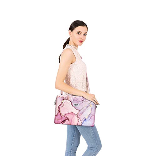 MOSISO Laptop Shoulder Bag Compatible with MacBook Pro 16 inch 2021 M1 Pro/Max A2485/2019-2020 A2141/Pro 15 A1398 & 15-15.6 inch Notebook,Polyester Briefcase Sleeve with Trolley Belt Marble MO-MBH216