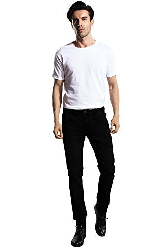 ZLZ Slim Fit Jeans, Men's Younger-Looking Fashionable Colorful Comfy Stretch Skinny Fit Denim Jeans, Size 32(Black)
