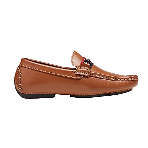 Bruno Marc Boy's Loafer Slip-On Dress Shoes, Brown