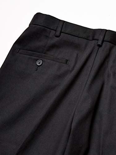Haggar Men's Classic Fit Flat-Front Hidden Expandable Waistband Premium No Iron Khaki, 44W x 30L - Black
