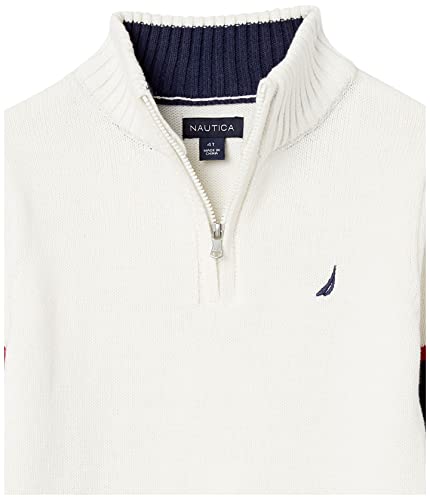 Nautica Boys' Zip Sweater, Cream, Medium (10/12)