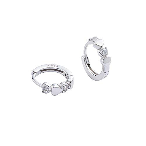 CZ Love Heart Sleeper Hoop Earrings for Women