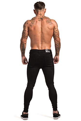 GINGTTO Men's Skinny Stretch Jeans Slim Fit (32, Black)