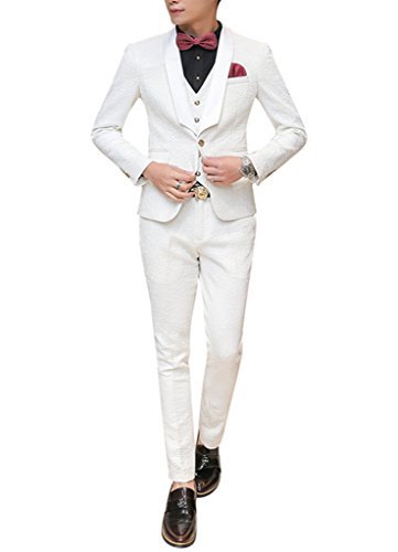 Casual White Skinny 3 Piece Men's Suit