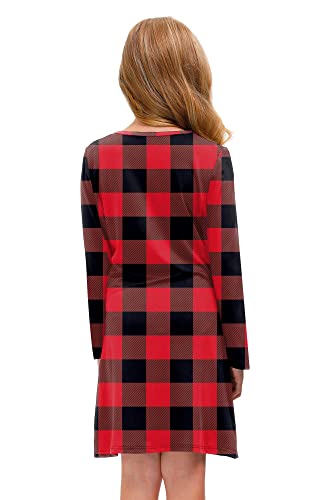 BesserBay Kid Girl's Christmas Plaid Midi Dress