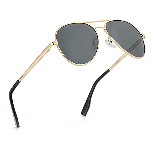 Polarized Aviator Sunglasses (Gold/Grey)