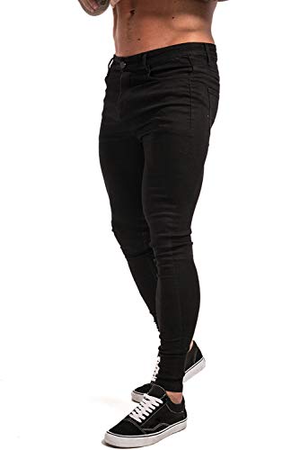GINGTTO Men's Skinny Stretch Jeans Slim Fit (32, Black)