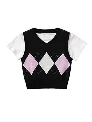 MakeMeChic Girls' Strawberry Sweater Vest