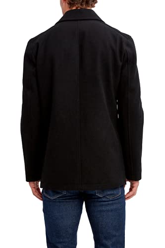 Nautica Men Classic Double Breasted Peacoat, Black, Large