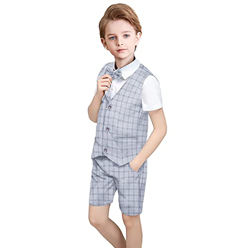 Boys' 4Pcs Summer Suit Set, Blue, Size 10
