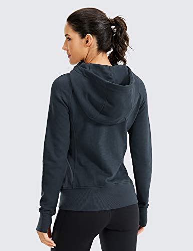 CRZ YOGA Women's Slim Fit Hooded Jacket in Ink Blue