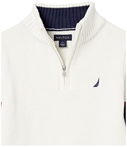 Nautica Boys' Zip Sweater, Cream, Medium (10/12)