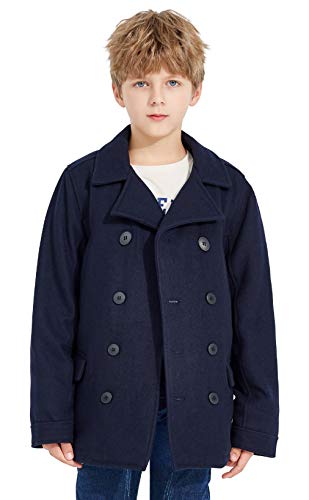 SOLOCOTE Boys' Double Breasted Pea Coat