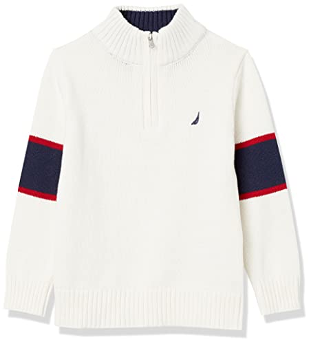Nautica Boys' Zip Sweater, Cream, Medium (10/12)