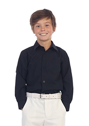 Gioberti Boys' Long Sleeve Dress Shirt, Black, 14