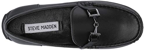 Steve Madden Boy's BLANGE Shoe, Black Leather, Size 2 Little Kid