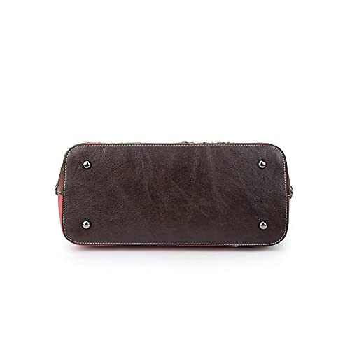 YHOK Retro Pattern Leather Satchel