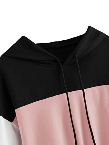 SweatyRocks Women's Colorblock Hoodie Crop Top