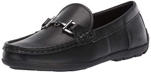 Steve Madden Boy's BLANGE Shoe, Black Leather, Size 2 Little Kid