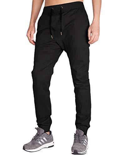ITALY MORN Men's Chino Jogger Sweatpants Casual Pants M Black