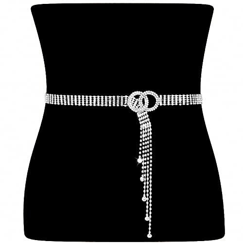 Shiny Rhinestone Double O-Ring Belt for Women by WHIPPY