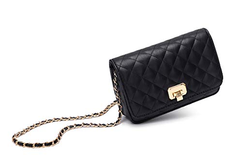Quilted Leather Crossbody Purse with Chain Strap