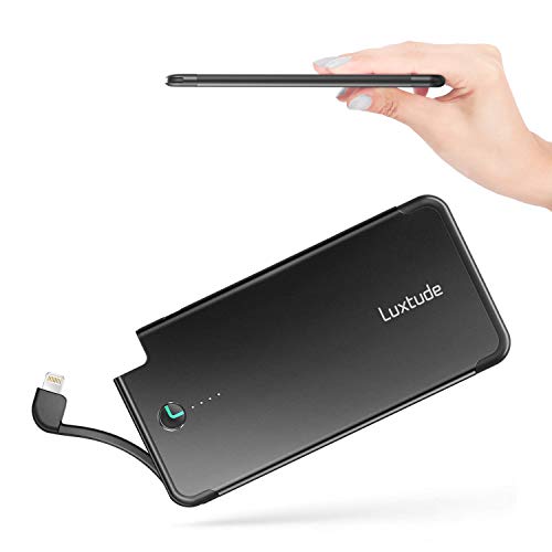 Luxtude 5000mAh Portable Charger with Built-in Lightning Cable for iPhone