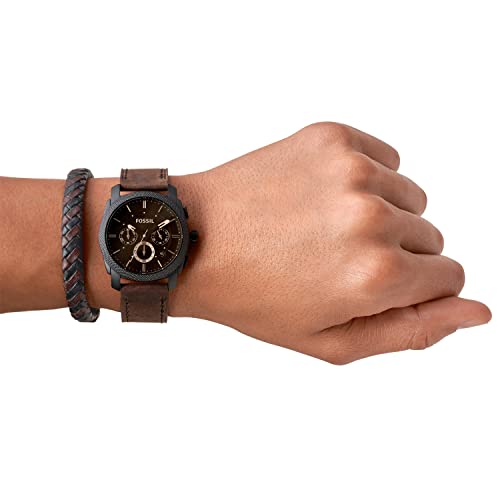 Fossil Men's Machine Quartz Chronograph Watch Set - Black/Dark Brown