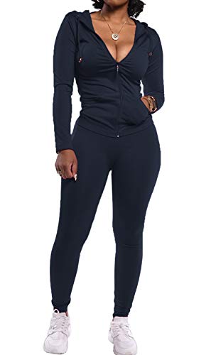 Women's Black Hoodie and Sweatpants Set.