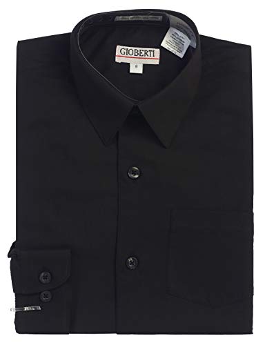 Gioberti Boys' Long Sleeve Dress Shirt, Black, 14