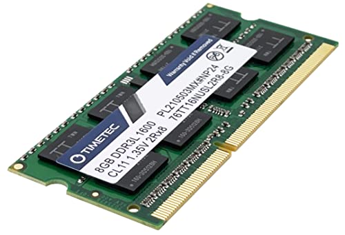 Timetec 8GB DDR3L / DDR3 1600MHz (DDR3L-1600) PC3L-12800 / PC3-12800(PC3L-12800S) Non-ECC Unbuffered 1.35V/1.5V CL11 2Rx8 Dual Rank 204 Pin SODIMM Laptop Notebook PC Computer Memory RAM Module Upgrade