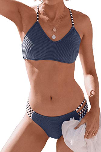 CUPSHE Ribbed Strappy Bikini Set