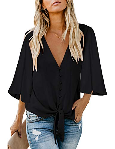 Luvamia Women's Ruffle Tie Knot Blouse