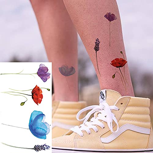COKTAK 12Pieces/Lot 3D Watercolor Lavender Flower Temporary Tattoos