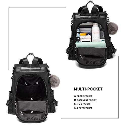 Fashionable Black Nylon Backpack Purse
