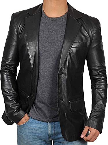 Men's Black Lambskin Blazer, L