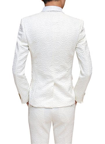 Casual White Skinny 3 Piece Men's Suit