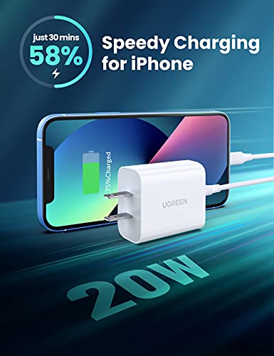 UGREEN 20W Fast Charger Block USB-C Power Delivery Wall Charger Adapter Compatible for iPhone