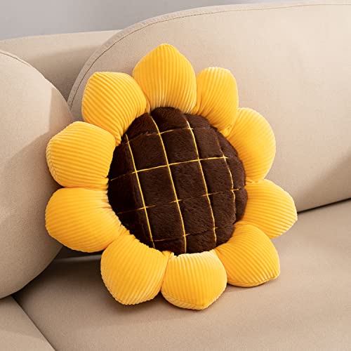 3D Flower Floor Pillow Seating Cushion Mat & Sunflower Shaped Decorative Plush Throw Pillows Cushions