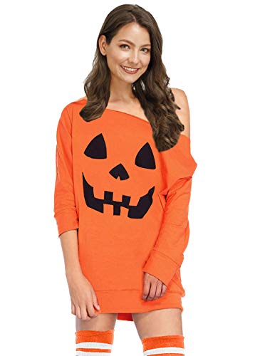 Halloween Women's Pumpkin Off Shoulder Sweatshirt
